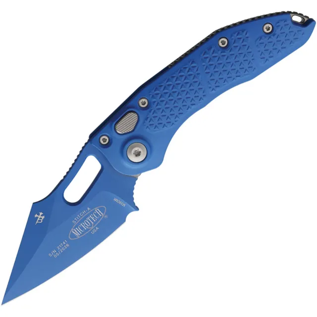 Microtech Stitch Auto 3.75 In SE Blue Aluminum Handle Cerakote - MICROTECH