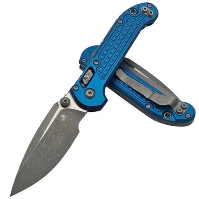 Microtech LUDT G3 3.5 In SE Ram-Lok Apocalyptic Blue Aluminium Handle