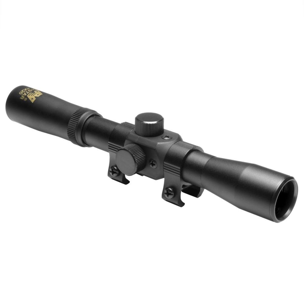NcStar 4x20mm Compact Air Rifle Scope with 3/8 DT Rings / Blue Lens