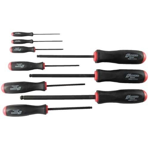 Bondhus 10699 9-Piece Metric Hex Screwdriver Set 1.5mm-10mm