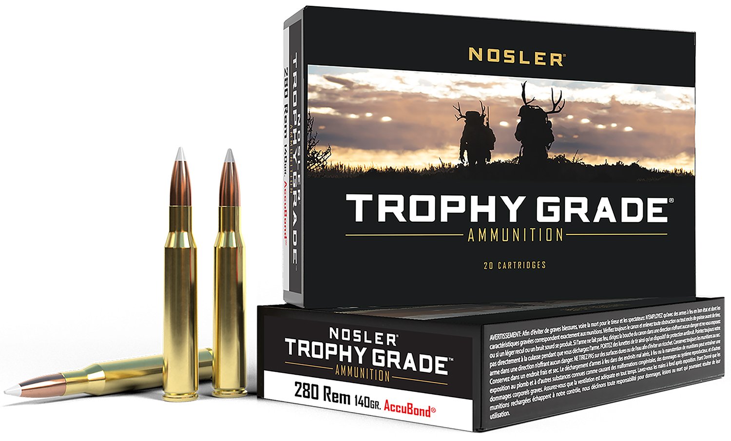 Nosler 48545 .280 Remington 140 Grain AccuBond Brass 20 Rounds - Nosler - NOSLER ACCUBOND