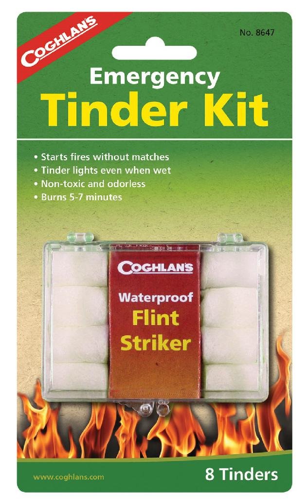 Buy COGHLAN'S 8647 Emergency Tinder Kit Waterproof 8 Pieces + Flint Match online