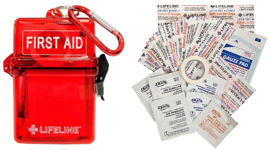 Buy LIFELINE 4432 Waterproof First Aid Kit 28pc Red ABS Case w/Carabiner online