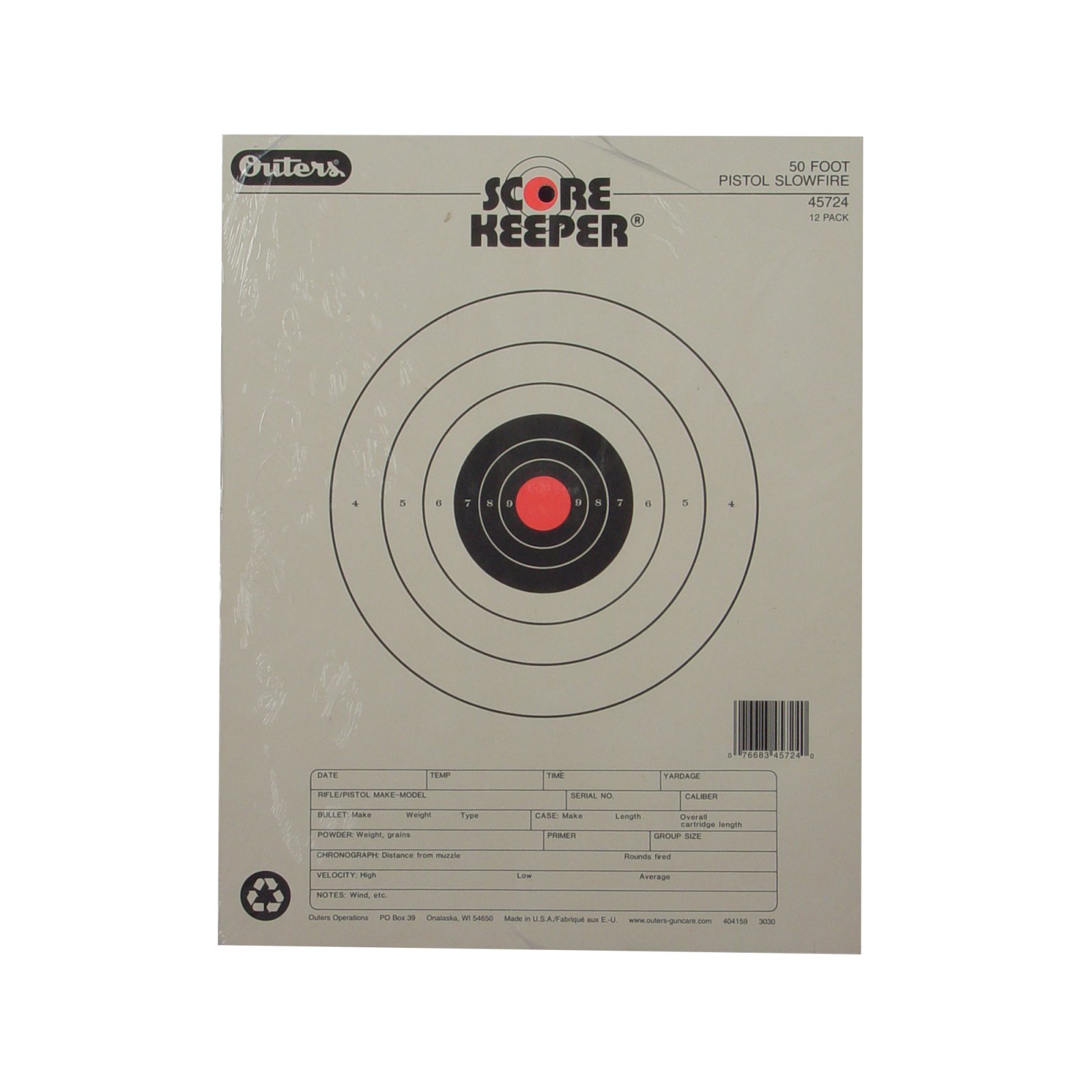 Champion Targets 45724 Slow Fire Bullseye 50ft Pistol 12 Pack Orange