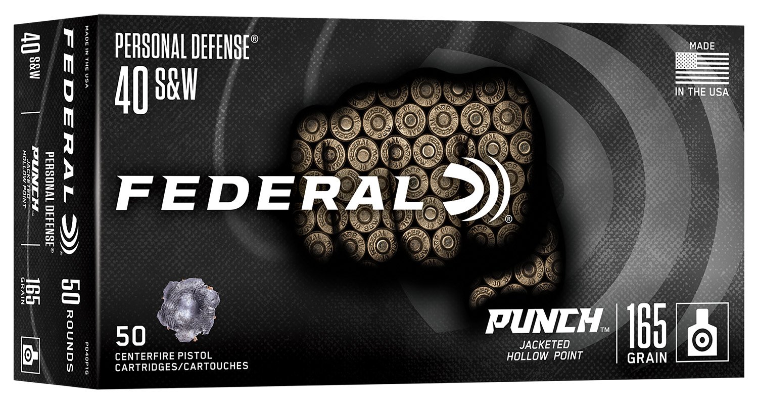 Federal PD40P1G Punch 40S&W 165gr Jacketed Hollow Point 50 Per Box/10 Case - Federal Premium Ammunition - JACKETED HOLLOW POINT