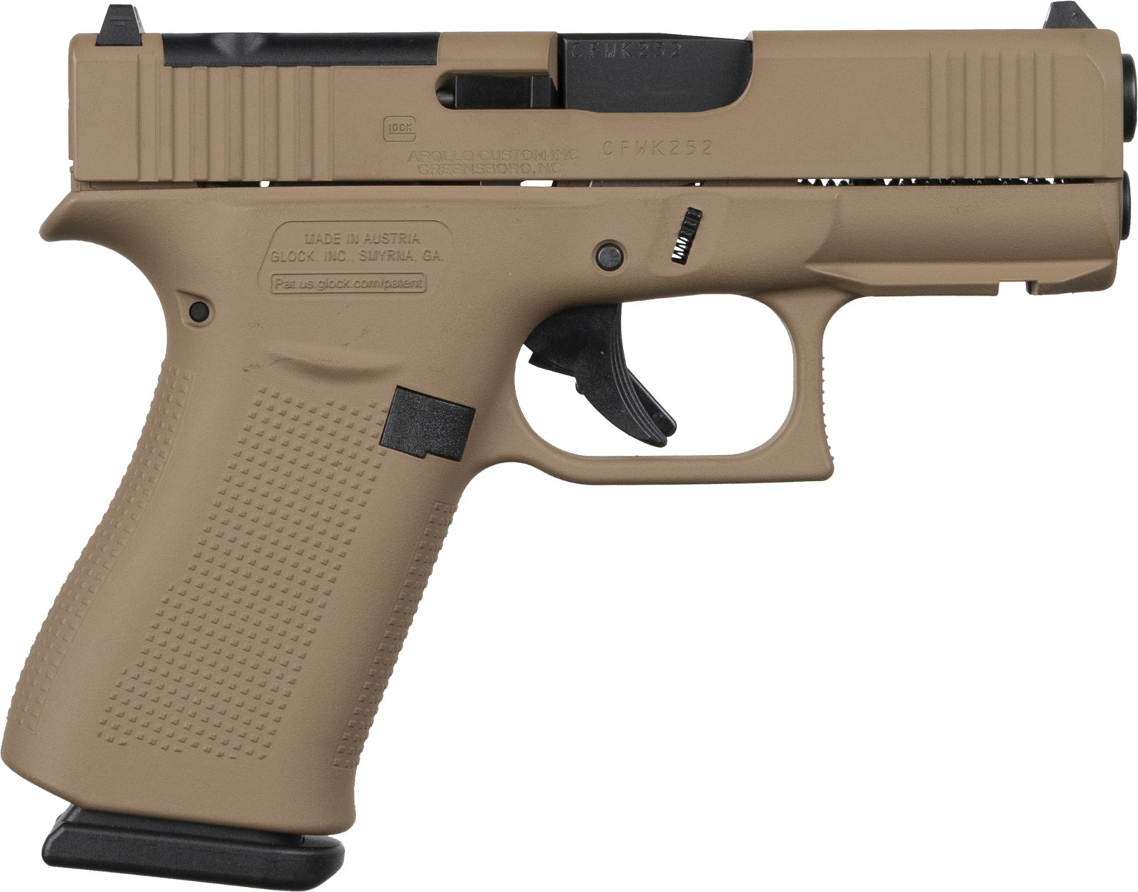 Glock 43X MOS 43X MOS 9mm Luger Davidsons Dark Earth 10+1 3.410 Brown Polymer
