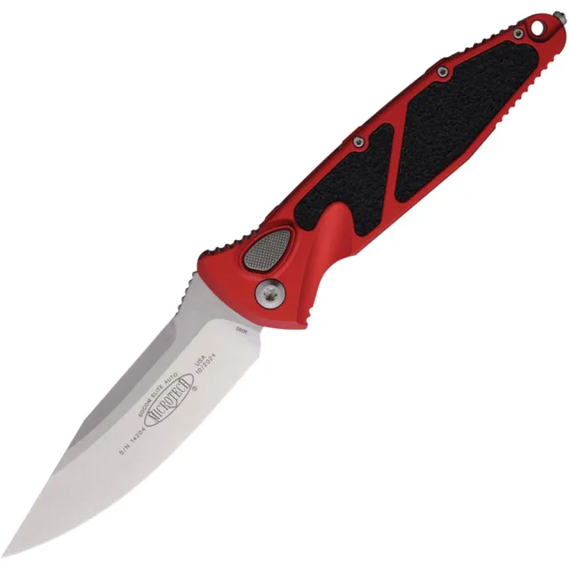 Microtech 160A-10RD Socom Elite 3.98 In SE Stonewash Red Alu Handle