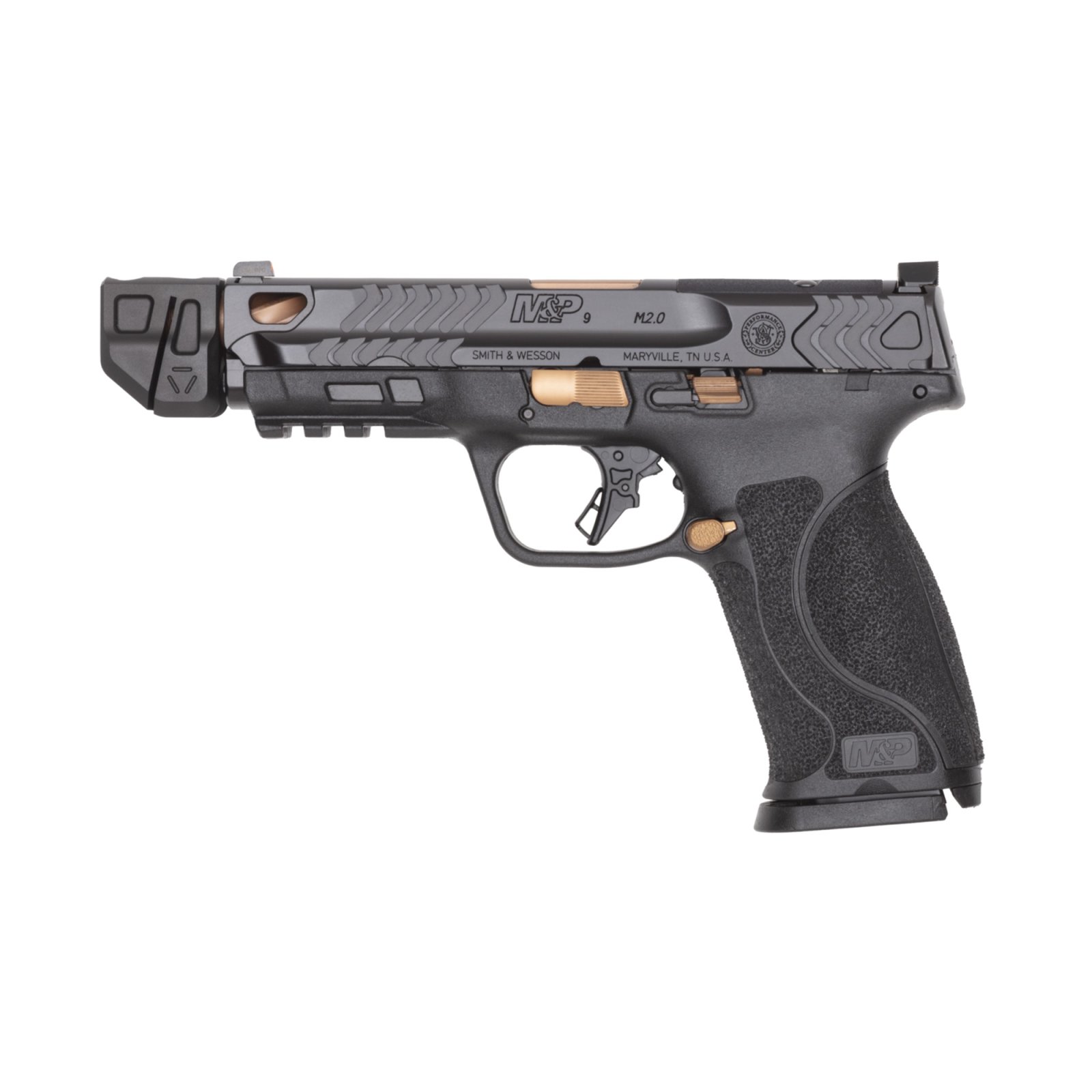 Smith and Wesson 14618 M&P9 M2.0 PC OR Comp 9mm 4.869" Copper PVD Black Armornite Semi-Auto Pistol