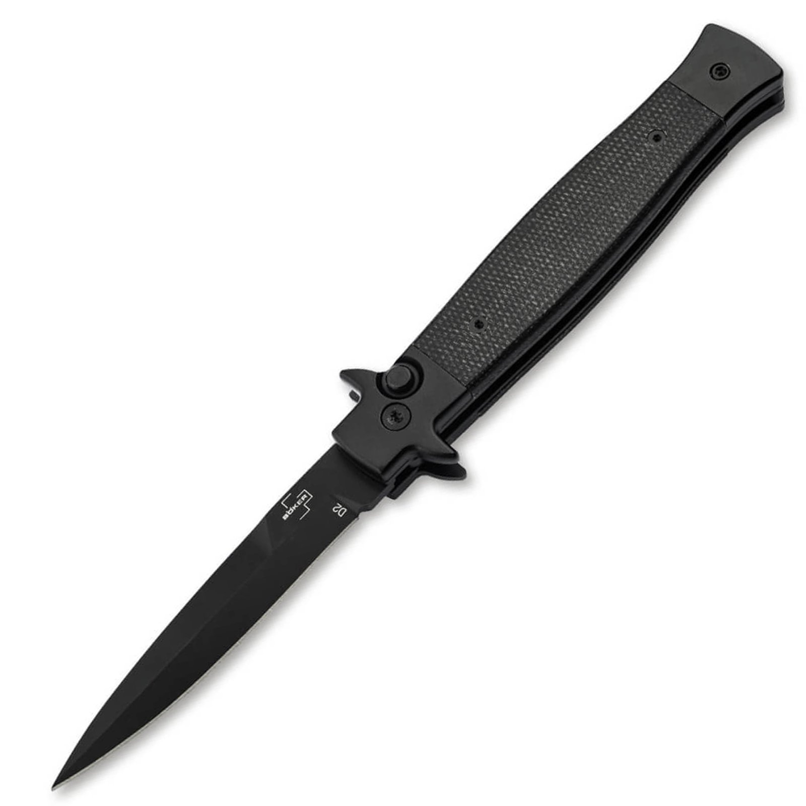 BOKER STILETTO 3.5" FALSE EDGE/PLAIN/BLACK/BLACK - BOKER