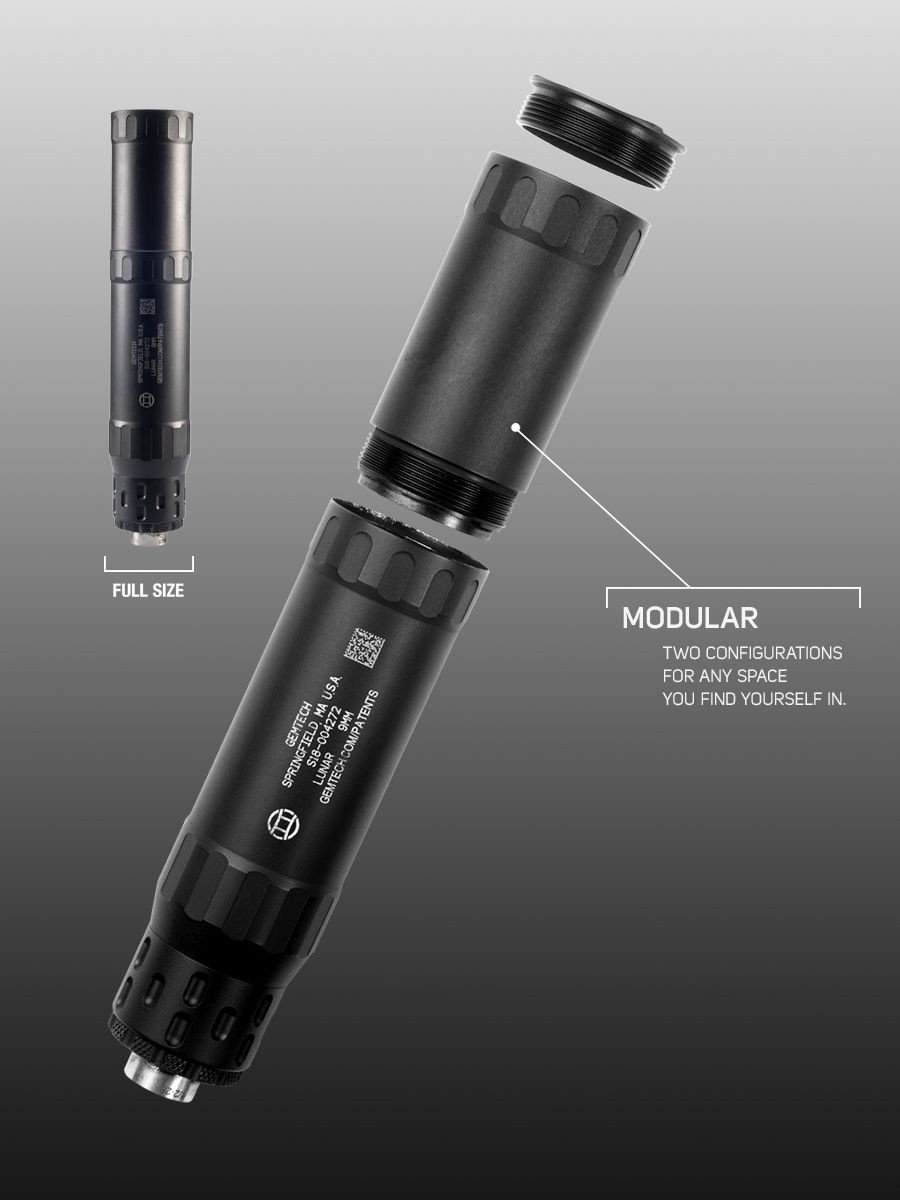 GEMTECH Lunar-9 9mm 4.7-7 In 1/2x28 Matte Black 7075 Aluminum