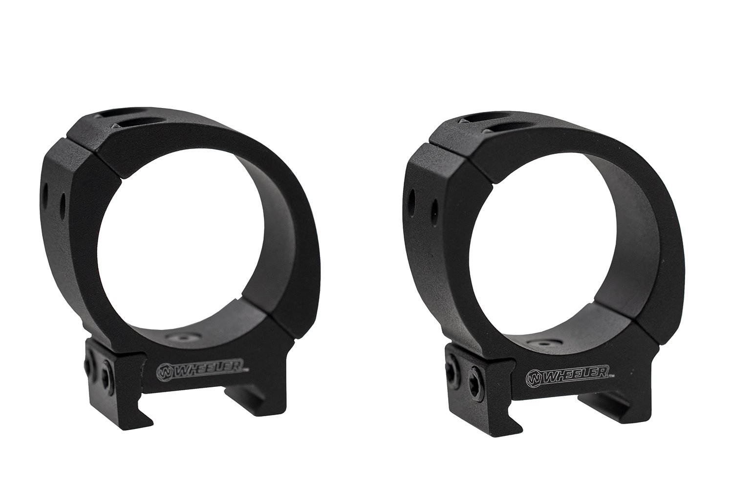 Wheeler Sporter Bi-Weaver Style/Picatinny Rings, 1" Medium, 6061 Aluminum, Adjustable Base, Offset 4 Screw Design, Black - Wheeler - 1"