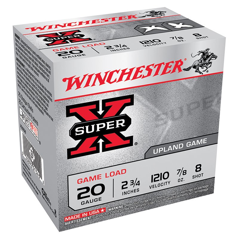 Winchester Super-X 20GA 2.75" 1210FPS 7/8oz #8 Shot 250rd Case - Winchester - 20 Gauge