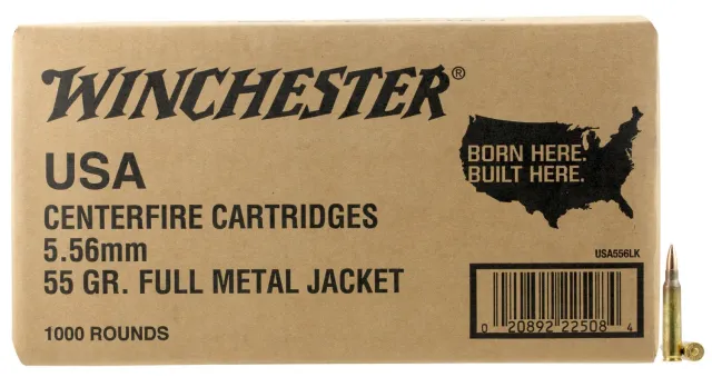 Winchester Ammo WM1931000 USA M193 5.56x45mmNATO 55gr Full Metal Jacket 1000rds *Sold by Case - WIN - 5.56x45mm NATO for sale at TheGunDock