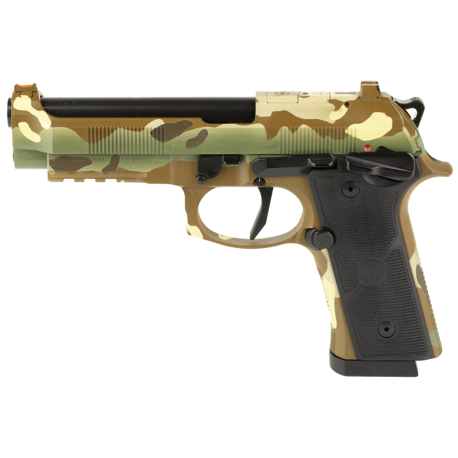 Beretta 92XI SPEC0733A18 9MM Pistol 18+1 Red Fiber Optic MultiCam - Beretta - 9mm
