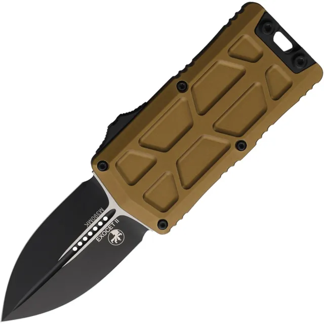 Microtech Exocet II 1157-1TA 2.34 In D/E Black Tan Alu Handle