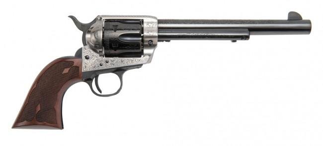 Cimarron PP415LSFW Frontier .45 LC Revolver 7.5" Engraved Silver/Blue