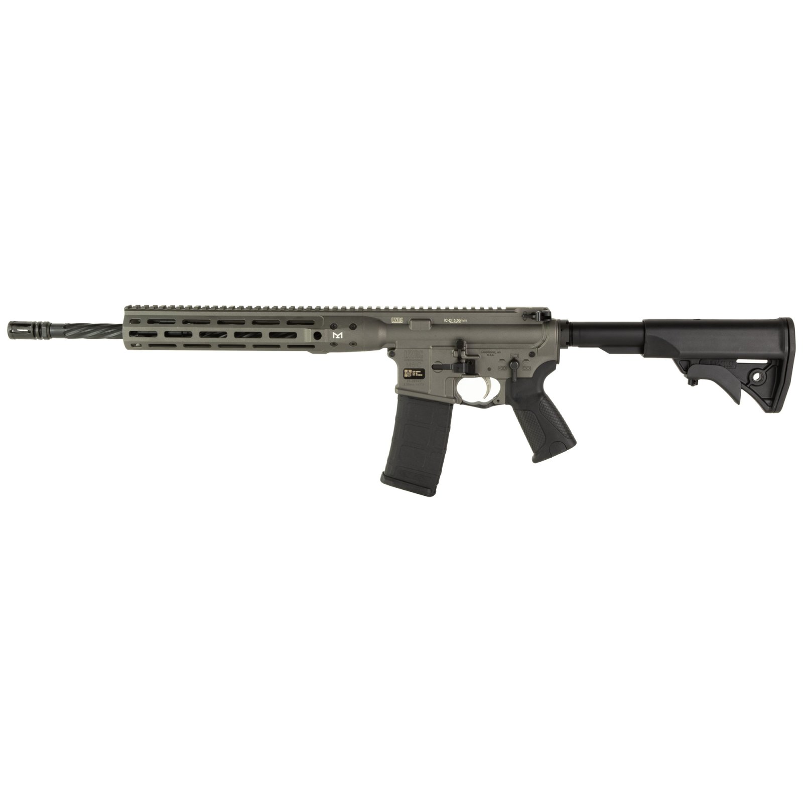 LWRC ICDIR5TG16ML 5.56mm 16.1" Tungsten Grey M-LOK Spiral Fluted Rail