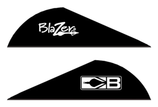 Bohning Blazer Vanes Black 100 pk. Universal vane for any broadhead, crossbows, and 3D archery. 2" length, .6" height, 6 grains. Model: 10832BK2. - Bohning