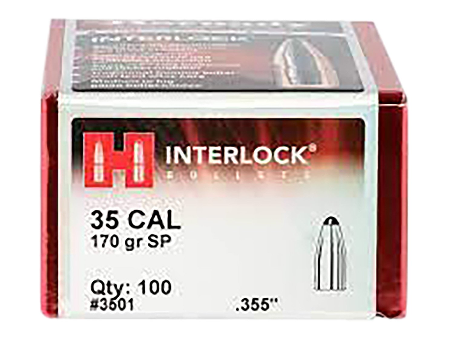 Hornady 3501 InterLock Hunting 35 Cal .355 170 gr Spire Point (SP) - Horn Hunter - .355