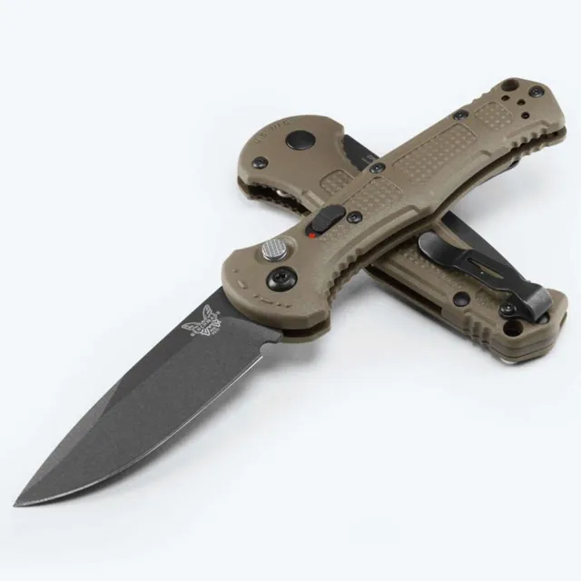 Benchmade Mini-Claymore BL/PL 3" Ranger Green Grivory; Auto w/safety; Drop Point - BENCHMADE for sale at TheGunDock