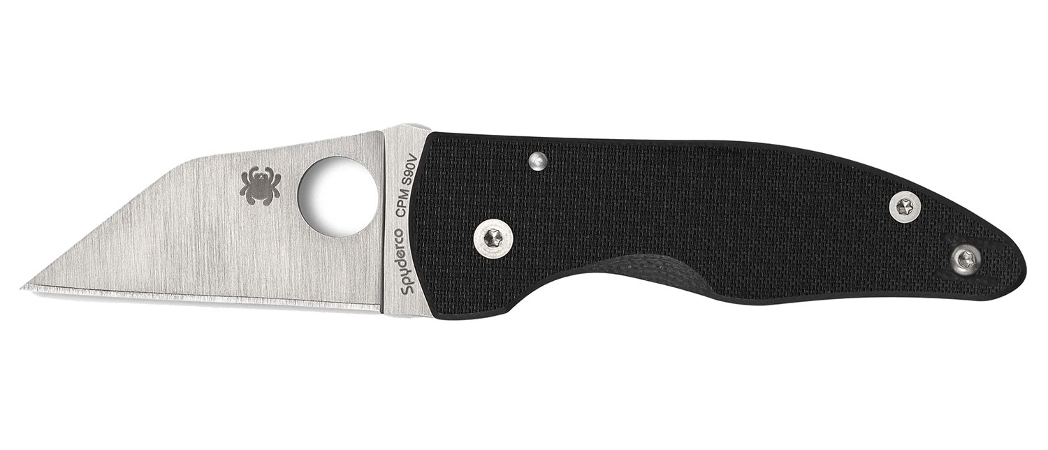 Spyderco C264CFP MicroJimbo 2.45" Folding Wharncliffe Plain Satin CPM S90V Blade, Black Textured Carbon Fiber Handle - Spyderco - WHARNCLIFFE