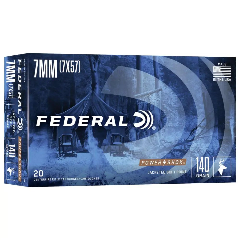 Federal Power-Shok 7x57mm Mauser Ammo 20 Rounds JSP 140 Grains 7B - Federal Premium Ammunition - 7 MM MAUSER