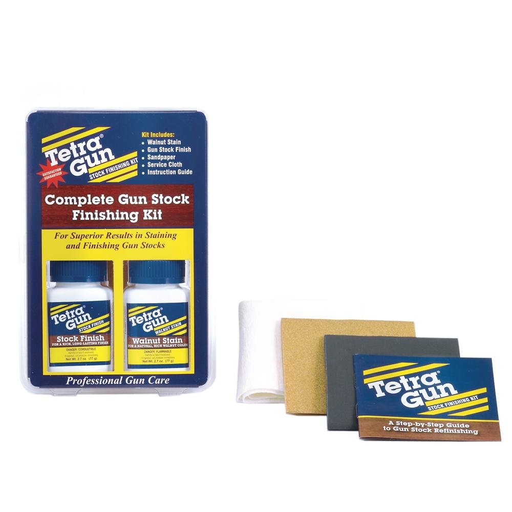 Tetra Gun 805I Complete Stock Finishing Kit - Walnut Stain, Finish, Cloth, Sandpaper, Guide