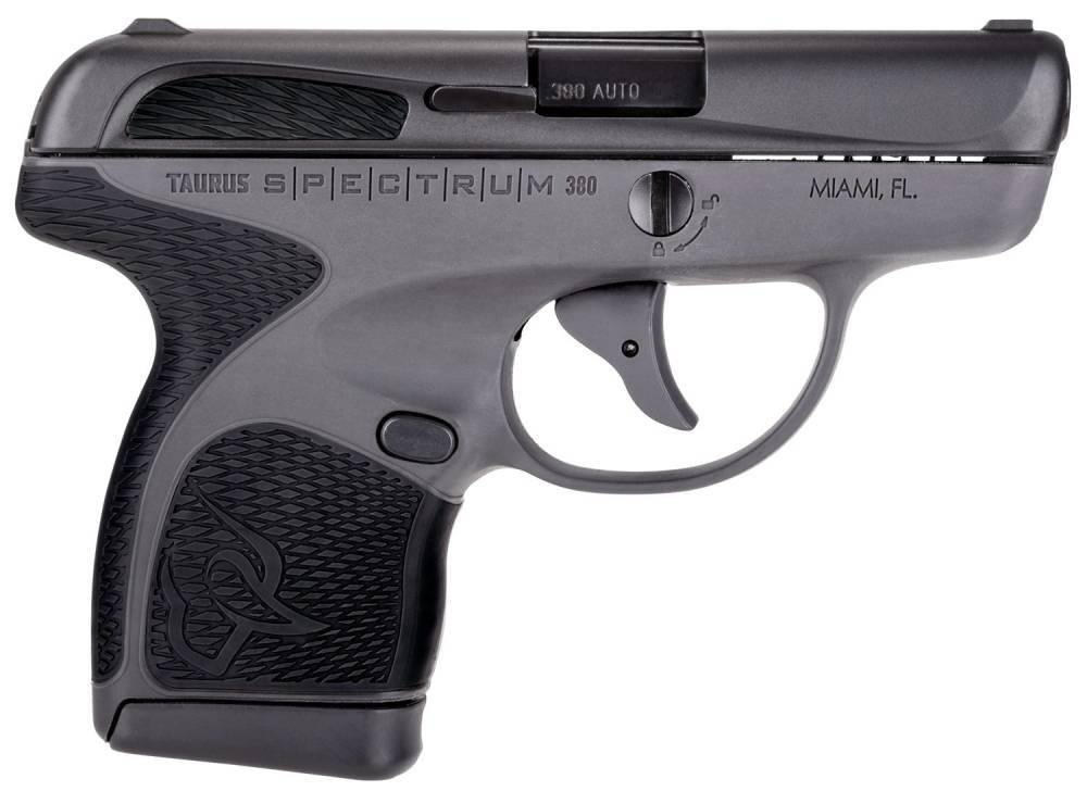 Taurus 1007031201 Spectrum 380 Automatic Colt Pistol (ACP) Double 2.80" 6+1 & 7+1 Gray Polymer Frame Black Synthetic Grip Black Carbon Steel Slide
