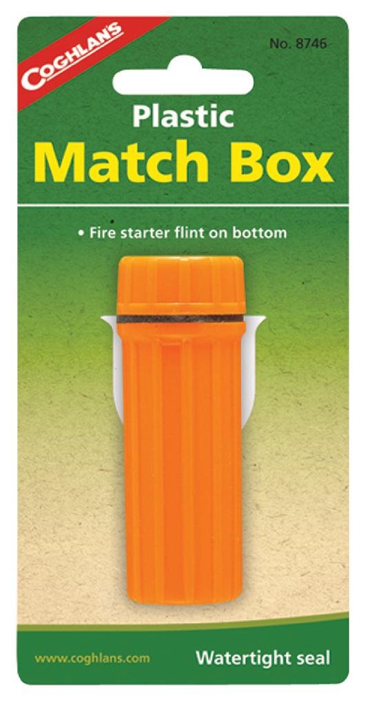 Coghlan's 2446 Plastic Match Box Watertight Orange Flint Fire Starter