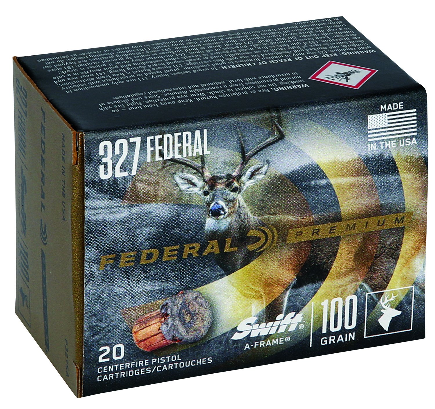 Federal P327SA .327 Federal Mag 100gr JHP 20 Rounds Nickel-Plated - Federal Premium Ammunition - SWIFT A FRAME
