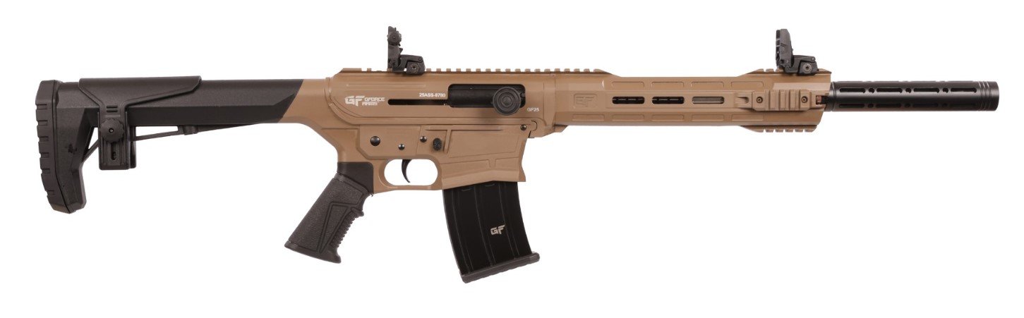 GForce GF2512FDE 24" Mag Fed Shotgun, FDE, 5 Choke Tubes, Flip-Up Sights - GForce Arms - 12 Gauge