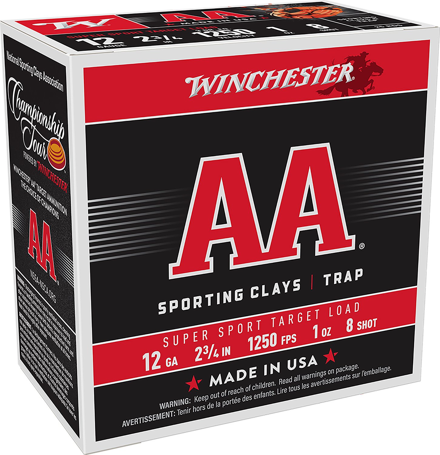 Winchester AA Sporting Clay 12 Gauge 2.75" 1 oz 1250 fps 8 Shot - Winchester - 12 GAUGE