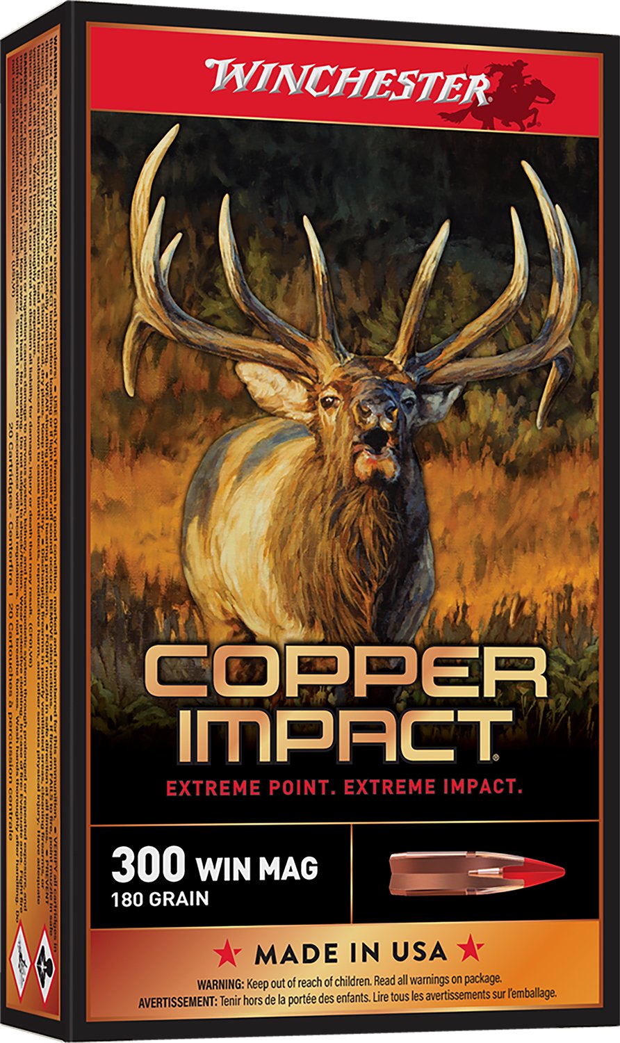 Winchester 300 Win Mag Copper Impact 180gr Lead Free 20rd Box Ammo X300CLF2