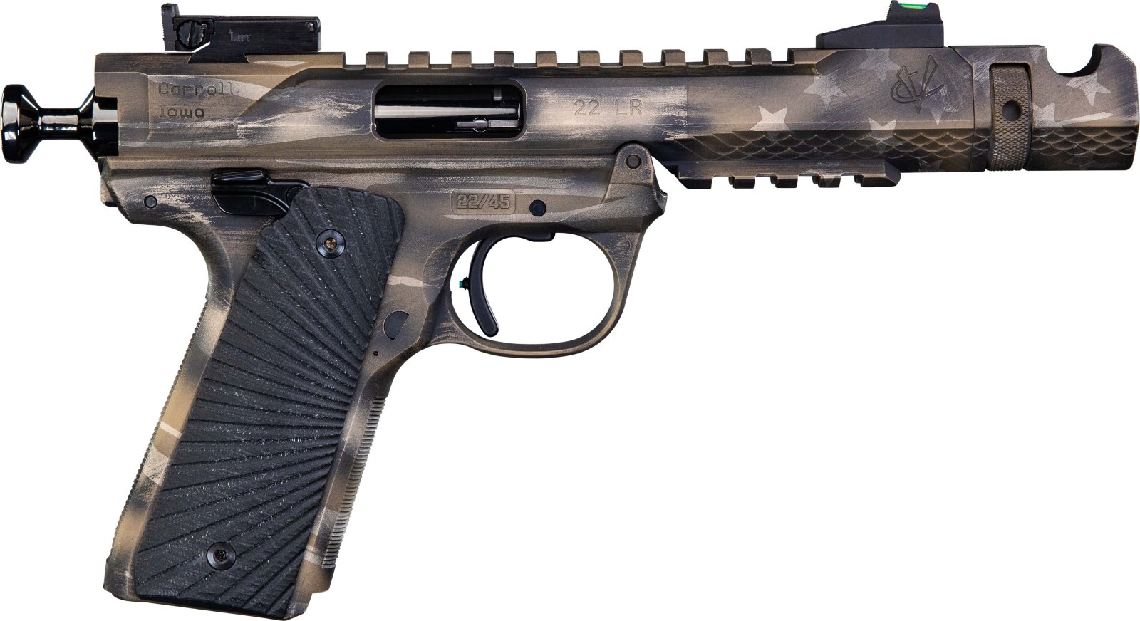 Volquartsen LLV 22LR 10+1 4.5 FDE Battleworn American Flag Cerakote 