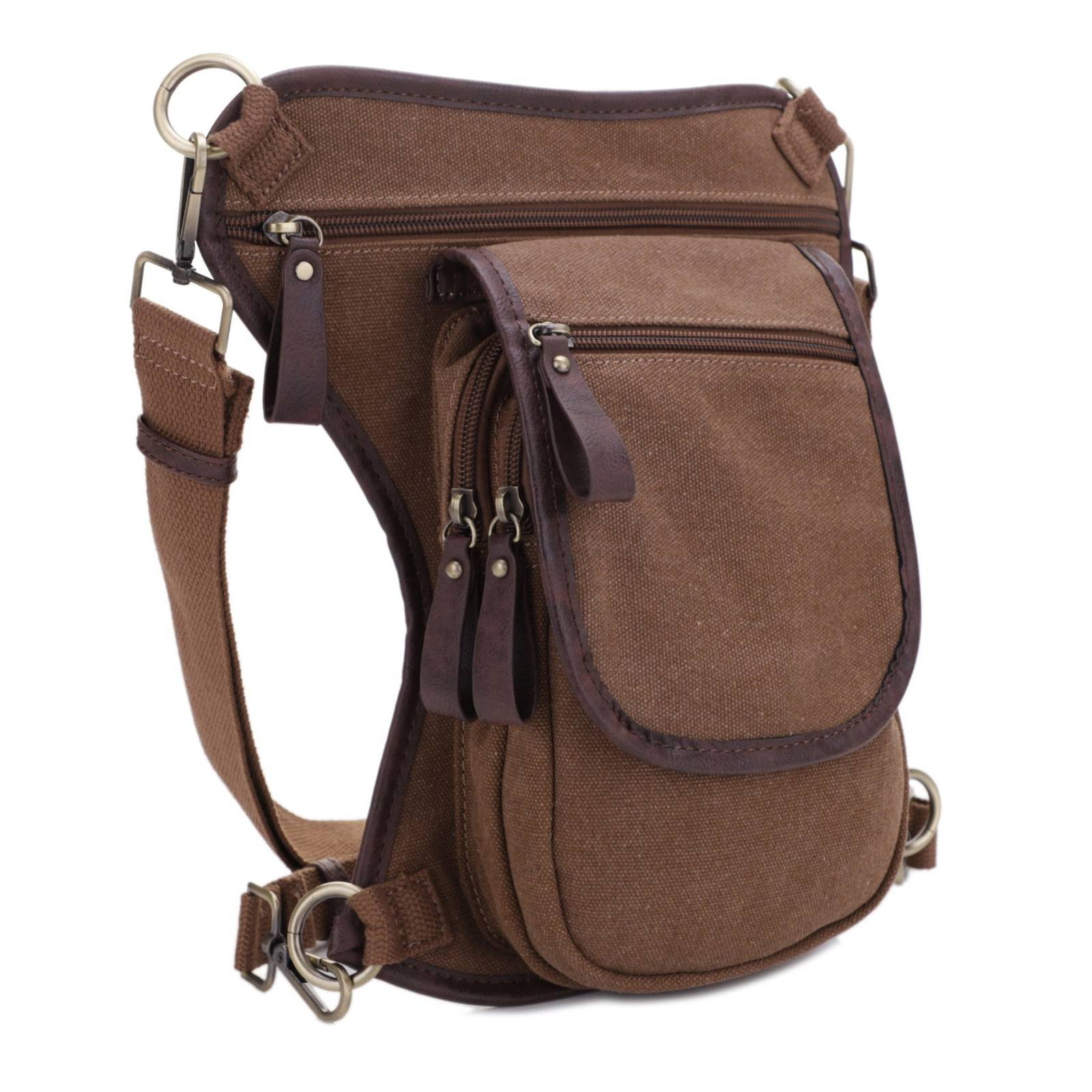 JESSIE & JAMES COUGAR CANVAS CONCEALED CARRY WAIST & LEG BAG 11.5 H X 10 W X 2.5 D ( BROWN )