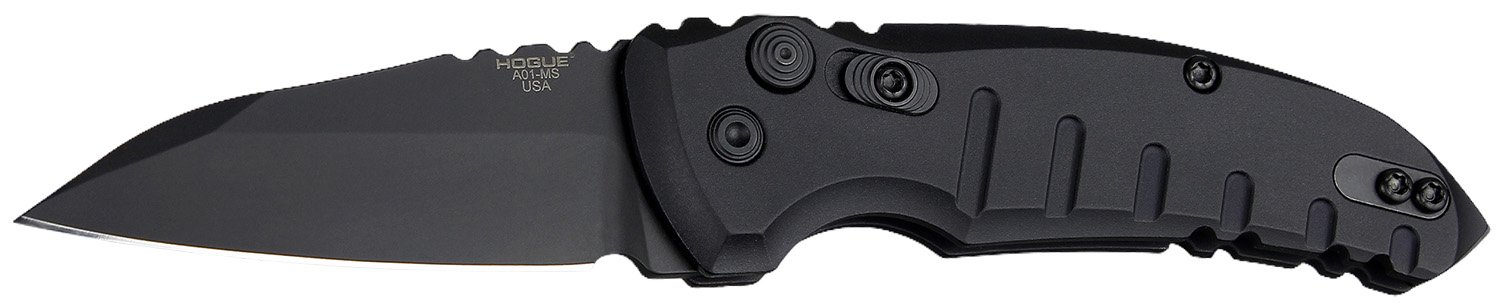 Hogue 24106 A01 Microswitch 2.75" Wharncliffe Black CPM154 Steel Knife
