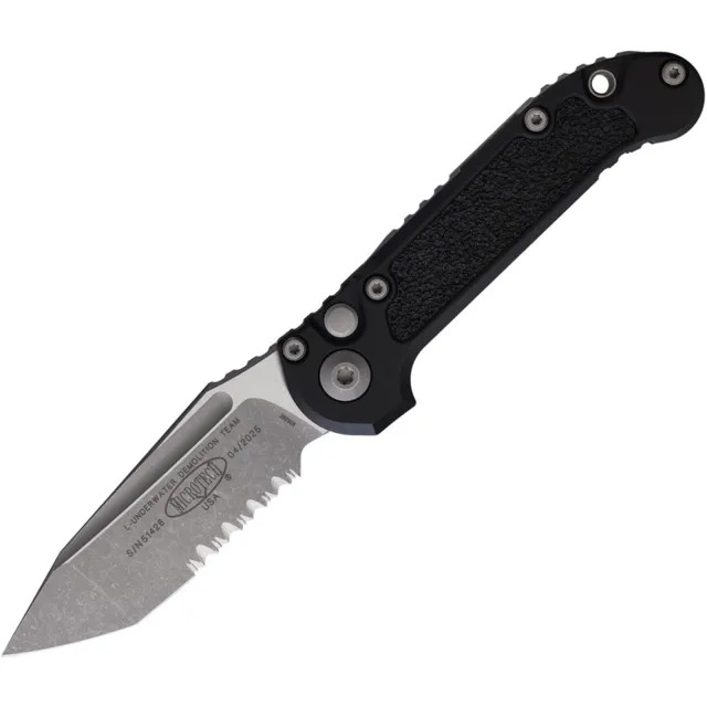 Microtech LUDT G3 3.5 In Apocalyptic Black Alum Handle Partial Serrated