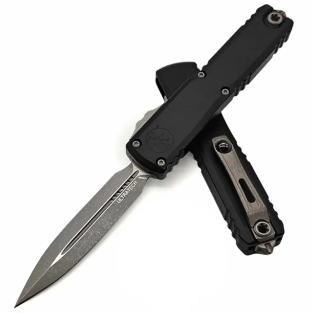 Microtech Ultratech G3 ZBP D/E 3.55 In Apocalyptic Black Aluminum Handle