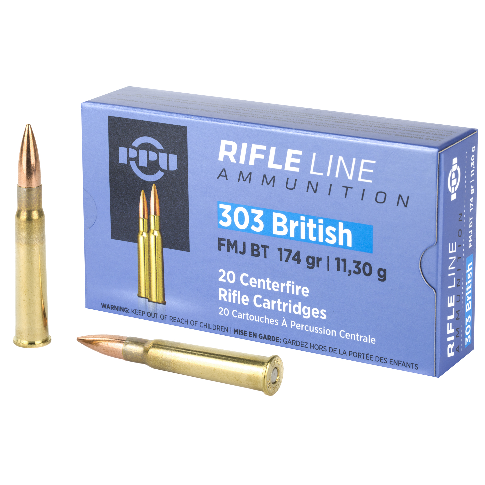 PPU PP303F Standard Rifle 303British 174gr Full Metal Jacket Boat Tail...