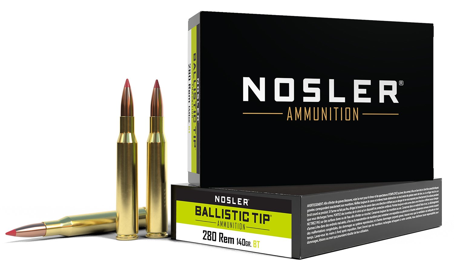 Nosler .280 Remington 140 Grain Ballistic Tip Rifle Ammo - Nosler - SPITZER BALLISTIC TIP