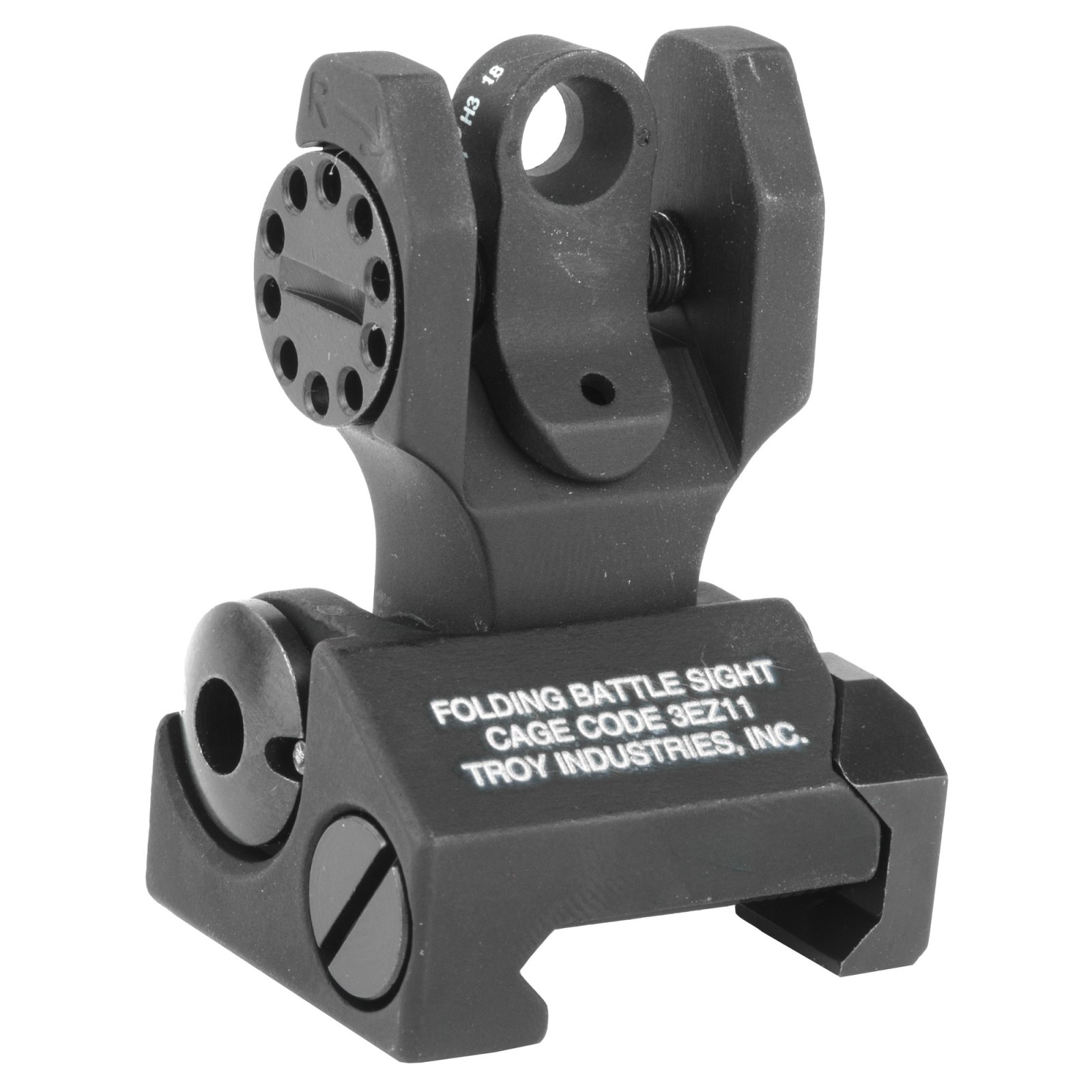 Troy SSIGFBSRTBT00 Tritium Rear Folding BattleSight Black Anodized AR-15