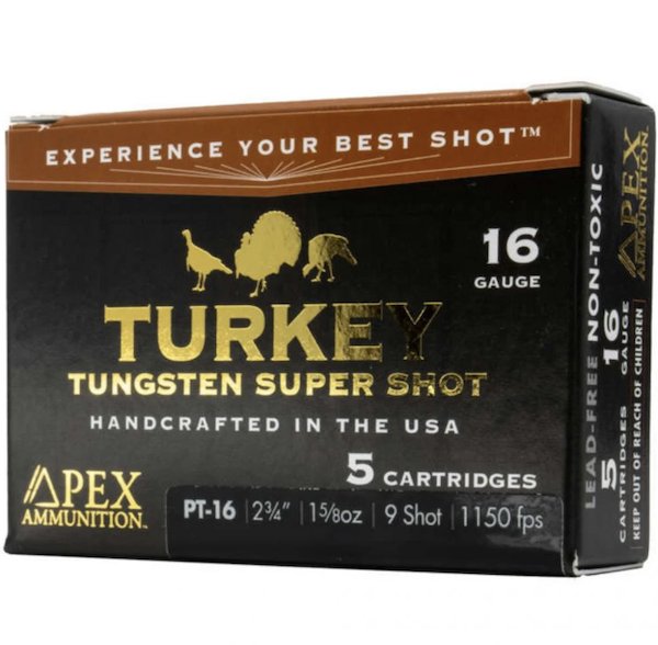 Apex PT16-9 Turkey TSS Shotgun Ammo 16ga 2-3/4" 1-5/8oz #9 5rd 1200FPS - Apex Tactical Specialties - 16 GAUGE