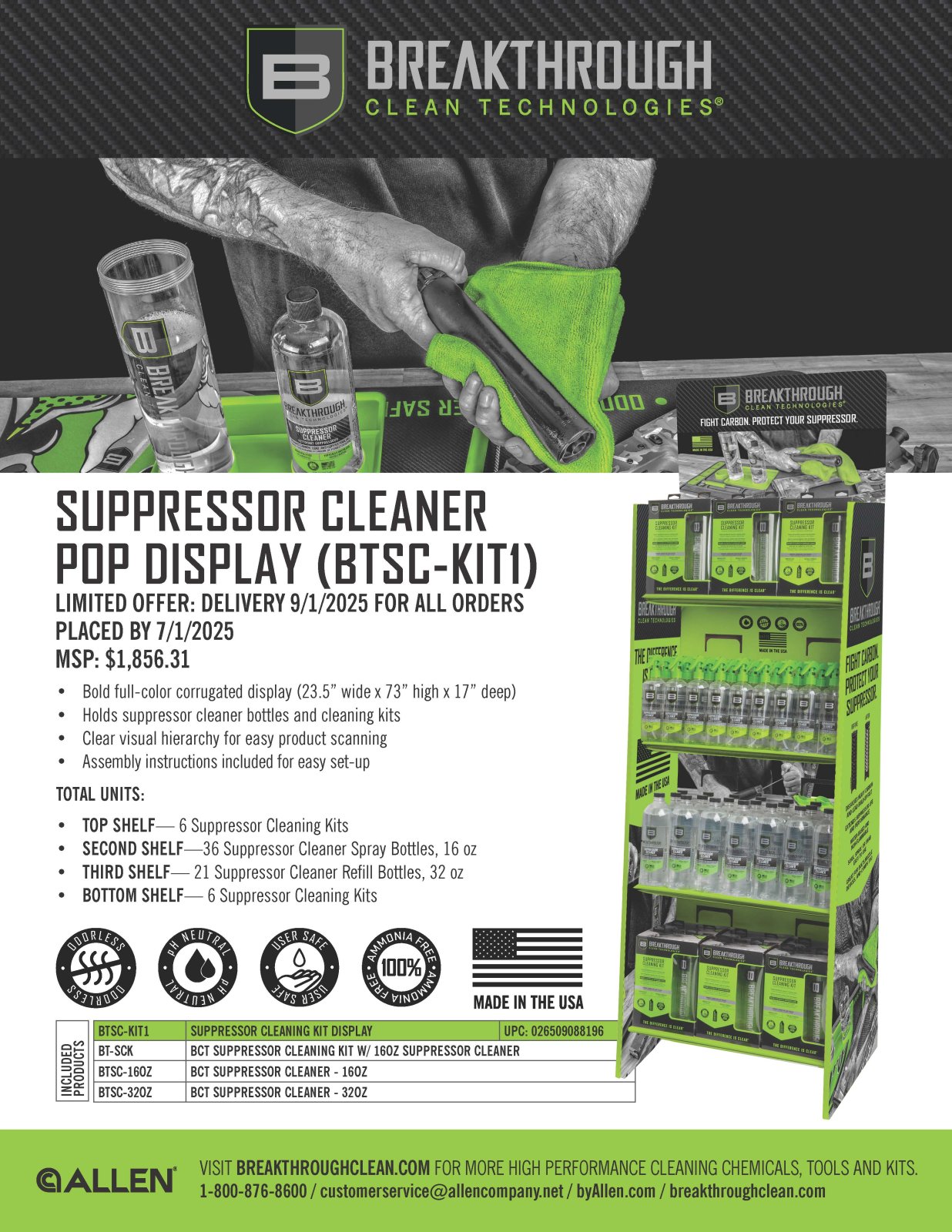 Breakthrough Clean BTSC-KIT1 Suppressor Cleaning Kit Display