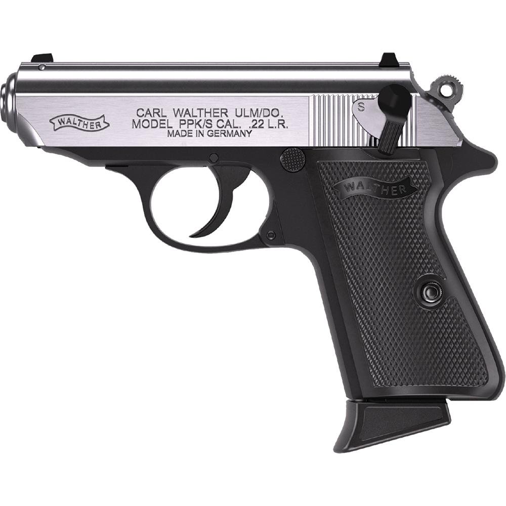 Walther PPK/s Handgun .22 LR 10rd Magazine 3.3 Threaded Barrel Two-Tone Black Stainless