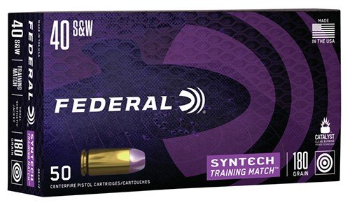 Federal AE40SJ2 Syntech Training Match 40 S&W 180 Grain, TSJ Flat Nose, 50 Rounds Centerfire Pistol Ammunition - Federal Premium Ammunition - TOTAL SYNTECH JACKET FLAT NOSE
