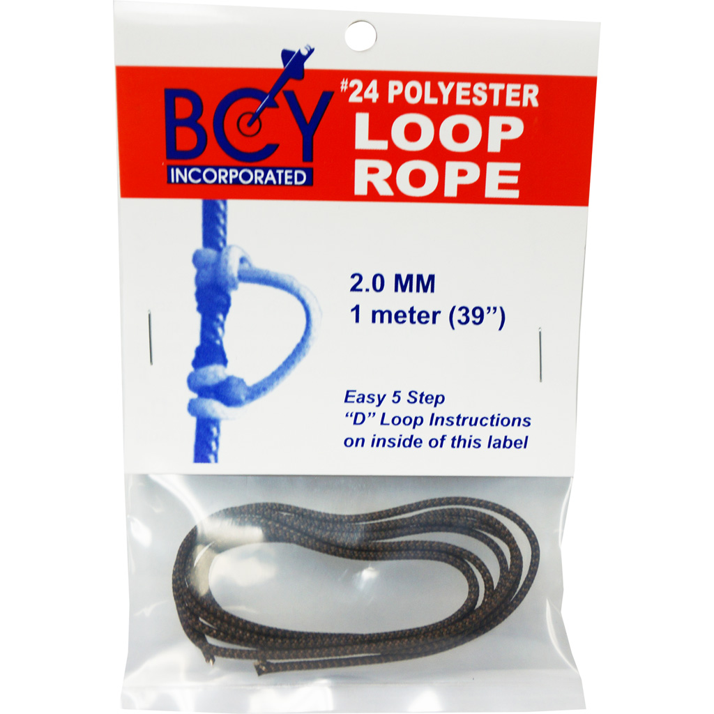 Stiff Braided Polyester D-Loop Material - BCY 24 Brown/Black 1m