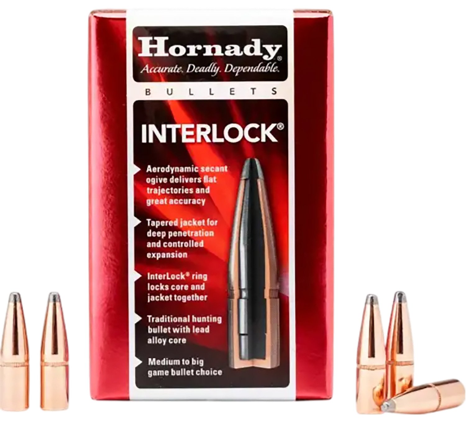 Hornady 3060 InterLock Hunting 30 Cal .308 170 gr Flat Point (FP) - Horn Hunter - .308