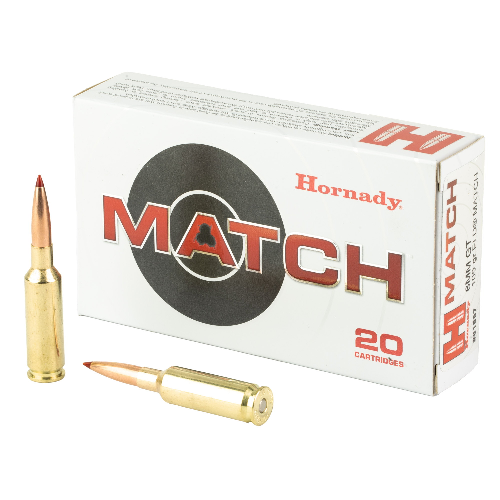 Hornady 81597 Match 6mm GT 109gr ELD-M 20/Box Rifle Ammo