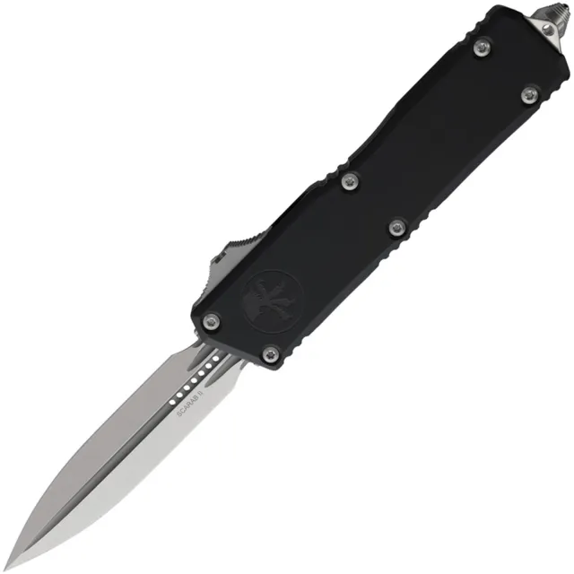 Microtech Exocet II 3.97 In D/E Stonewash Black Aluminum Handle