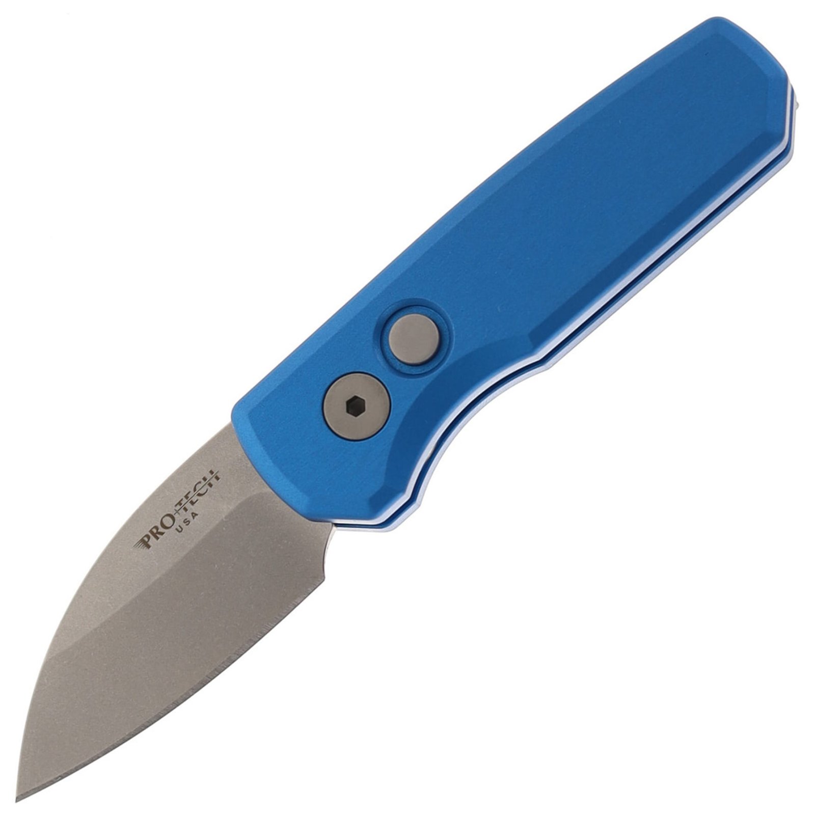 PROTECH RUNT 5 MAGNACUT BLUE Smooth blue handle, stonewash MAGNACUT wharncliffe blade, blasted hardware, blas